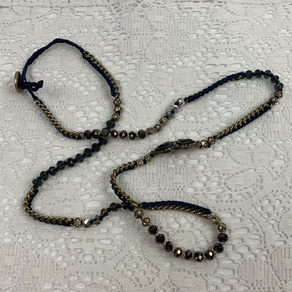 Chloe + Isabel Jewelry - Chloe & Isabel jeweled necklace Antique gold and Navy blue 28” long New NWOT